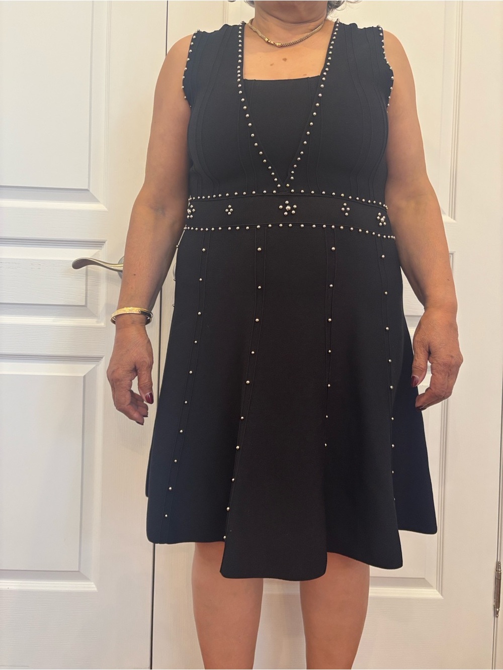 Gabby Isabella Black Sleeveless Stud-Detail Mini Dress
